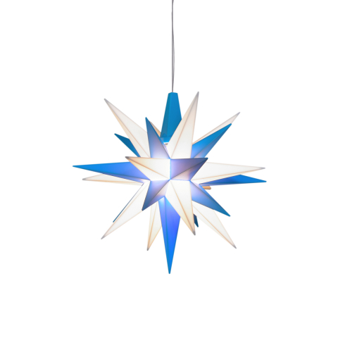Herrnhuter Stern A1e, 13 cm, weiß-blau
