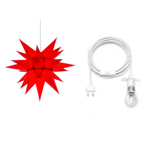 Stern mit Kabel rot, 4m mit Schalter