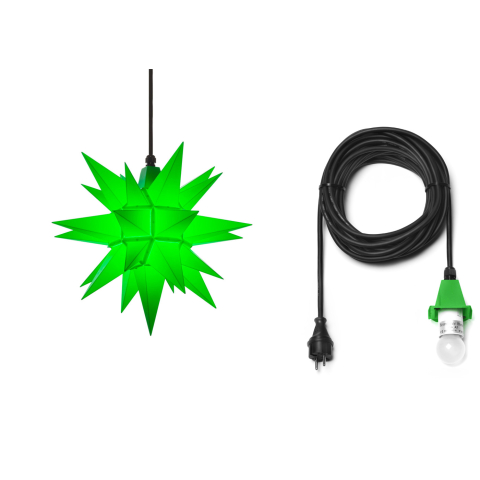 schwarzes Kabel, Kappe grün, 10 m