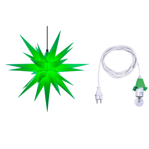 Herrnhuter Stern Kunststoff a7 (68 cm), grün mit Kabel weiß für innen 5 m