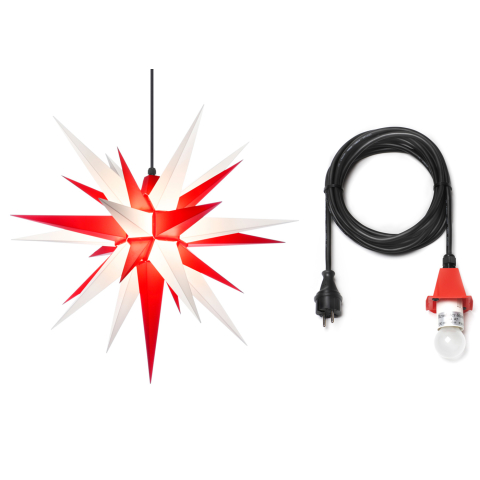 Herrnhuter Stern Kunststoff a7 (68 cm), weiß-rot mit Kabel 5 m LED