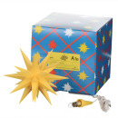 Geschenke-Set Herrnhuter Stern A1e, 13 cm, gelb mit Netzgerät und Tasse