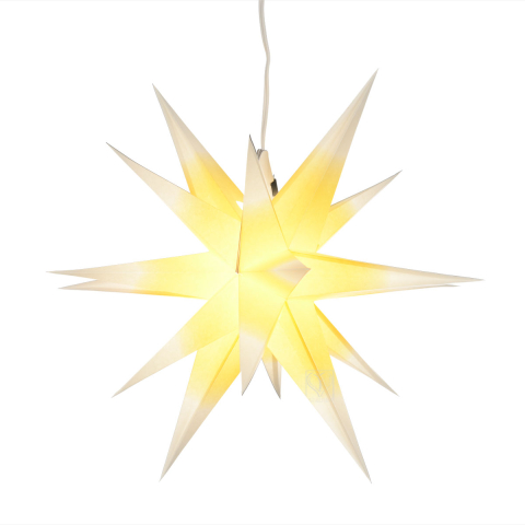 Annaberger Faltstern weiß mit gelbem Kern, 35 cm mit Beleuchtung (12V)