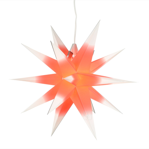 Annaberger Faltstern weiß mit rotem Kern, 35 cm mit Beleuchtung (12V)