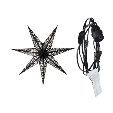 Stern mit Kabel schwarz, 5 m