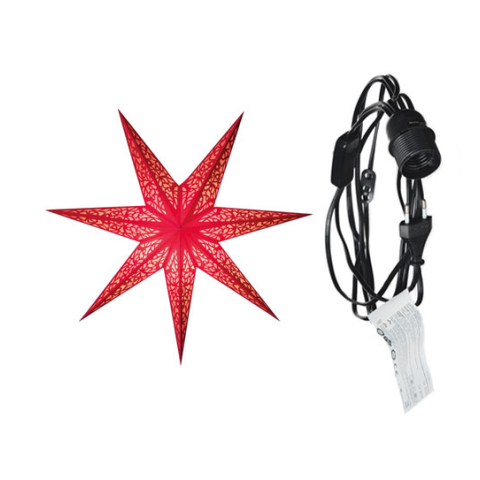 Stern mit Kabel schwarz, 4 m